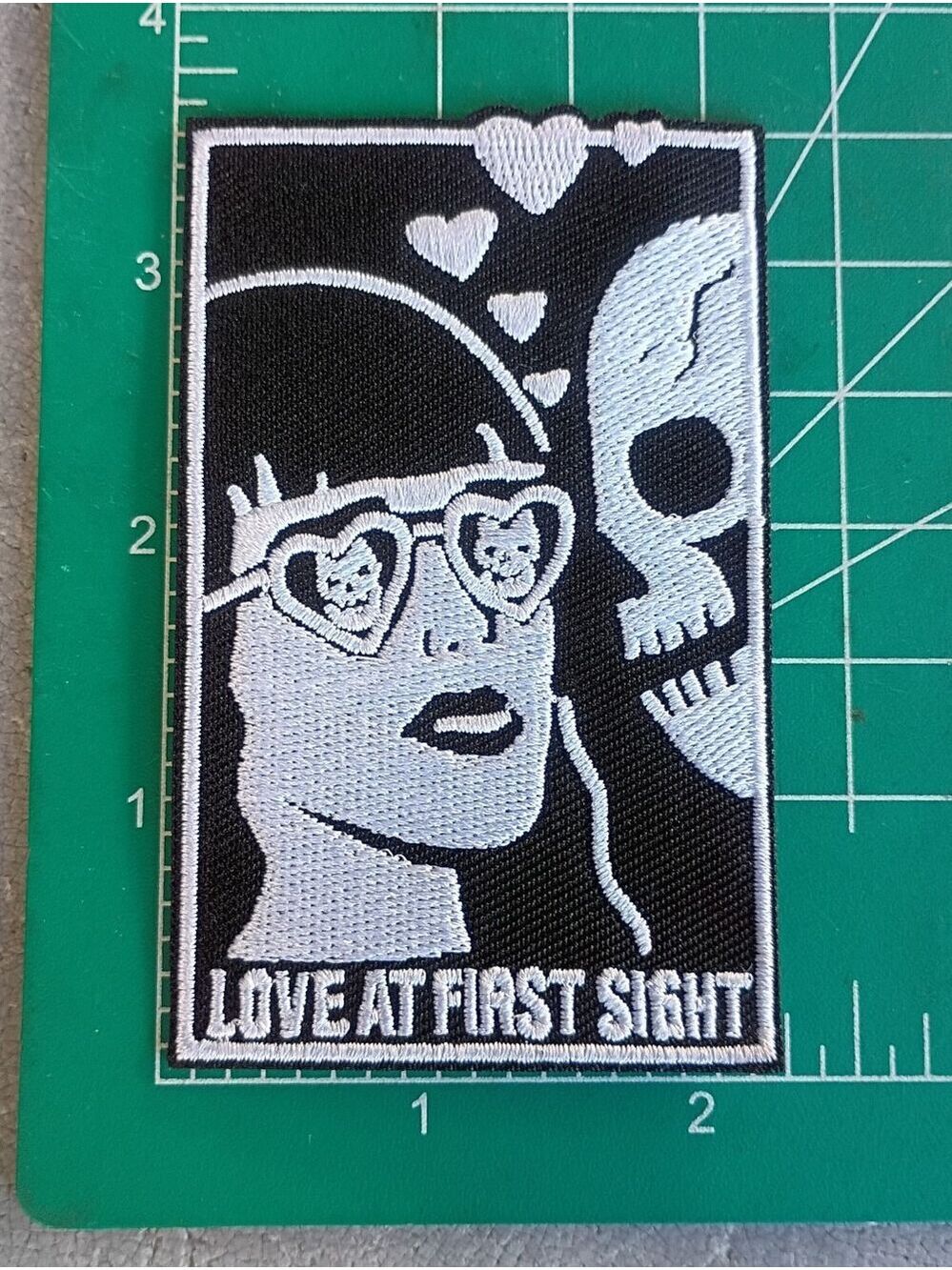 Love At First Sight Skull Woman Rectangle Iron On Embroidered Patch